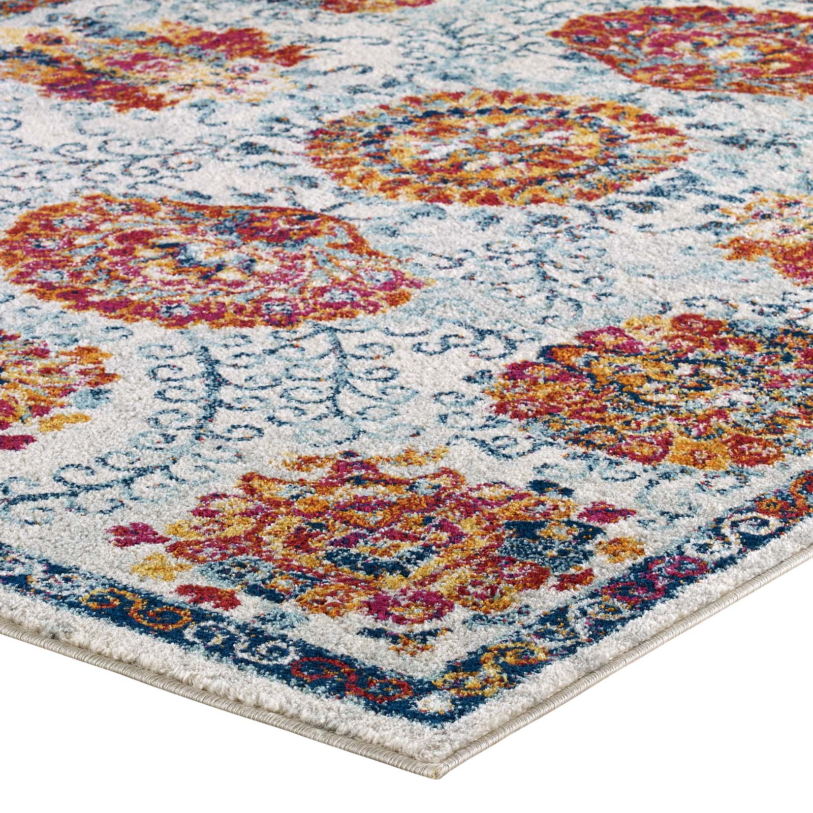 Entourage Kensie Distressed Floral Moroccan Trellis 5x8 Area Rug by Modway