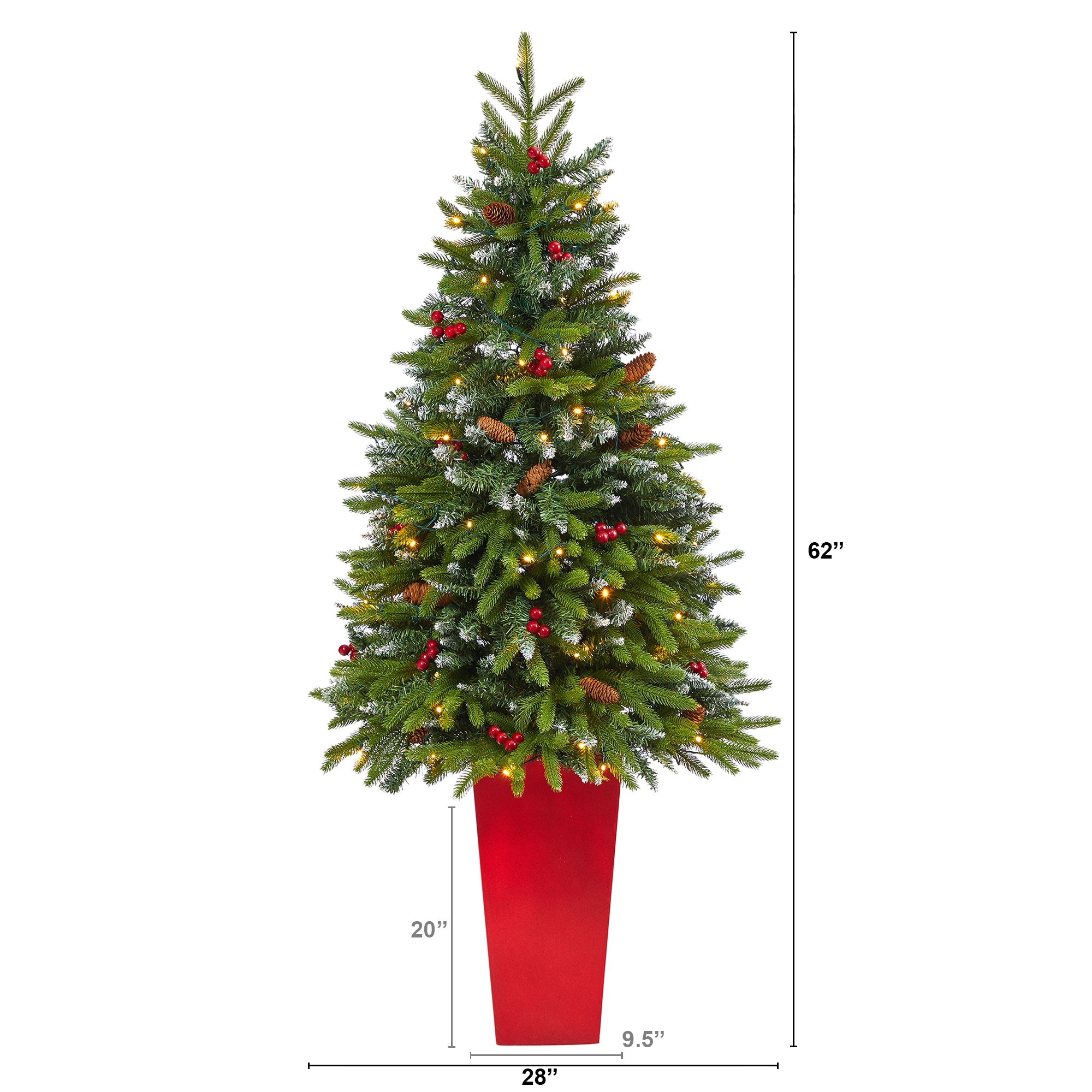 62' Snow Tipped Portl& Spruce Artificial Christmas Tree w/ Frosted Berries