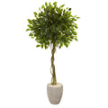 5.5' Ficus Artificial Tree in Oval Planter UV Resistant