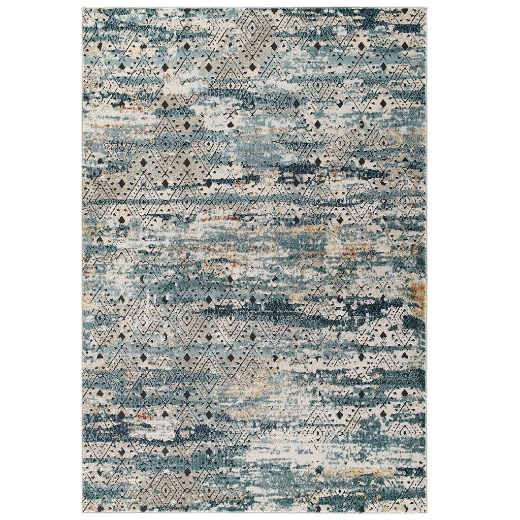 Tribute Eisley Rustic Distressed Transitional Diamond Lattice 5x8 Area Rug by Modway