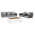 Stance 4 Piece Outdoor Patio Aluminum Sectional Sofa Set by Modway