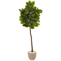 78" Rubber Leaf Artificial Tree In Sand Stone Planter (Real Touch)