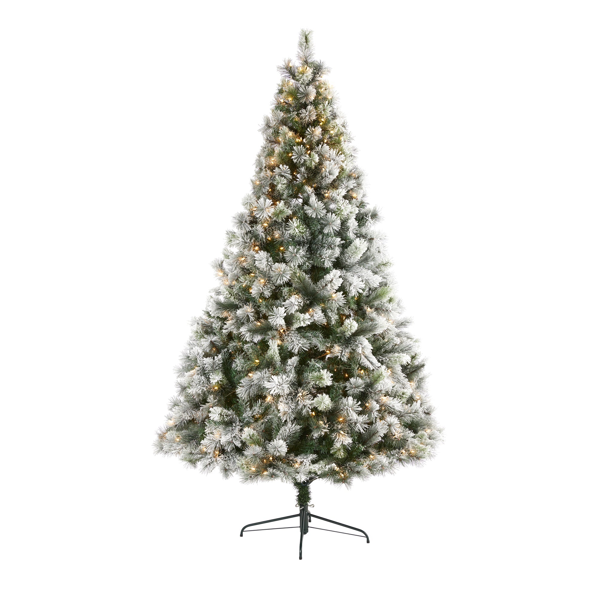8' Flocked Oregon Pine Artificial Christmas Tree with 500 Clear Lights