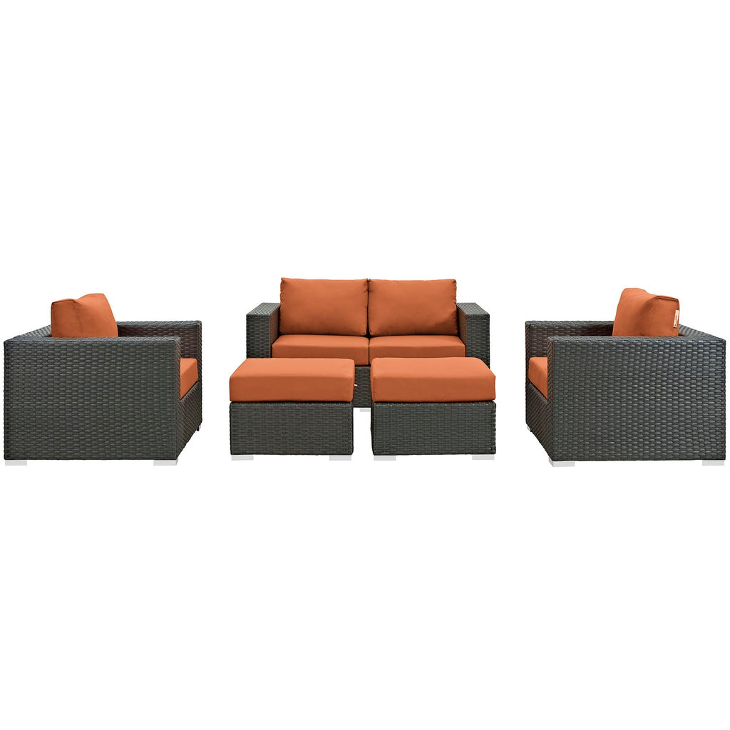 Sojourn 5 Piece Outdoor Patio Sunbrella¨ Sectional Set by Modway