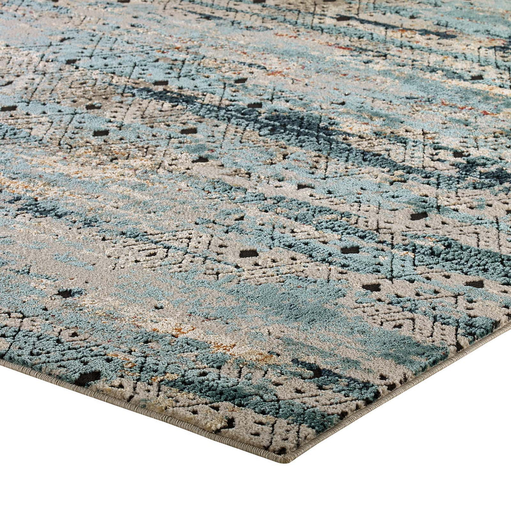Tribute Eisley Rustic Distressed Transitional Diamond Lattice 5x8 Area Rug by Modway