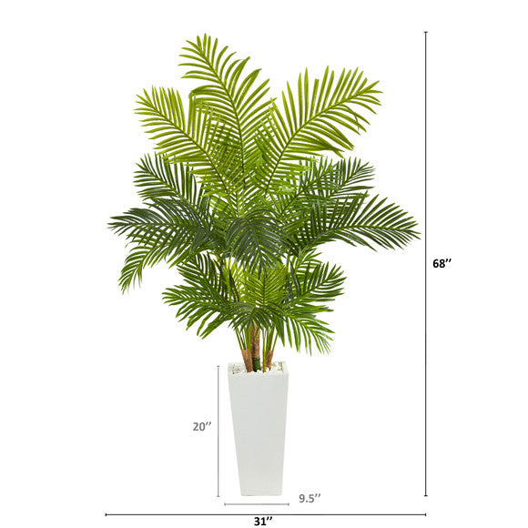 68" Hawaii Palm Artificial Tree in Tall White Planter