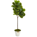 5' Fiddle Leaf Artificial Tree in Tin Bucket