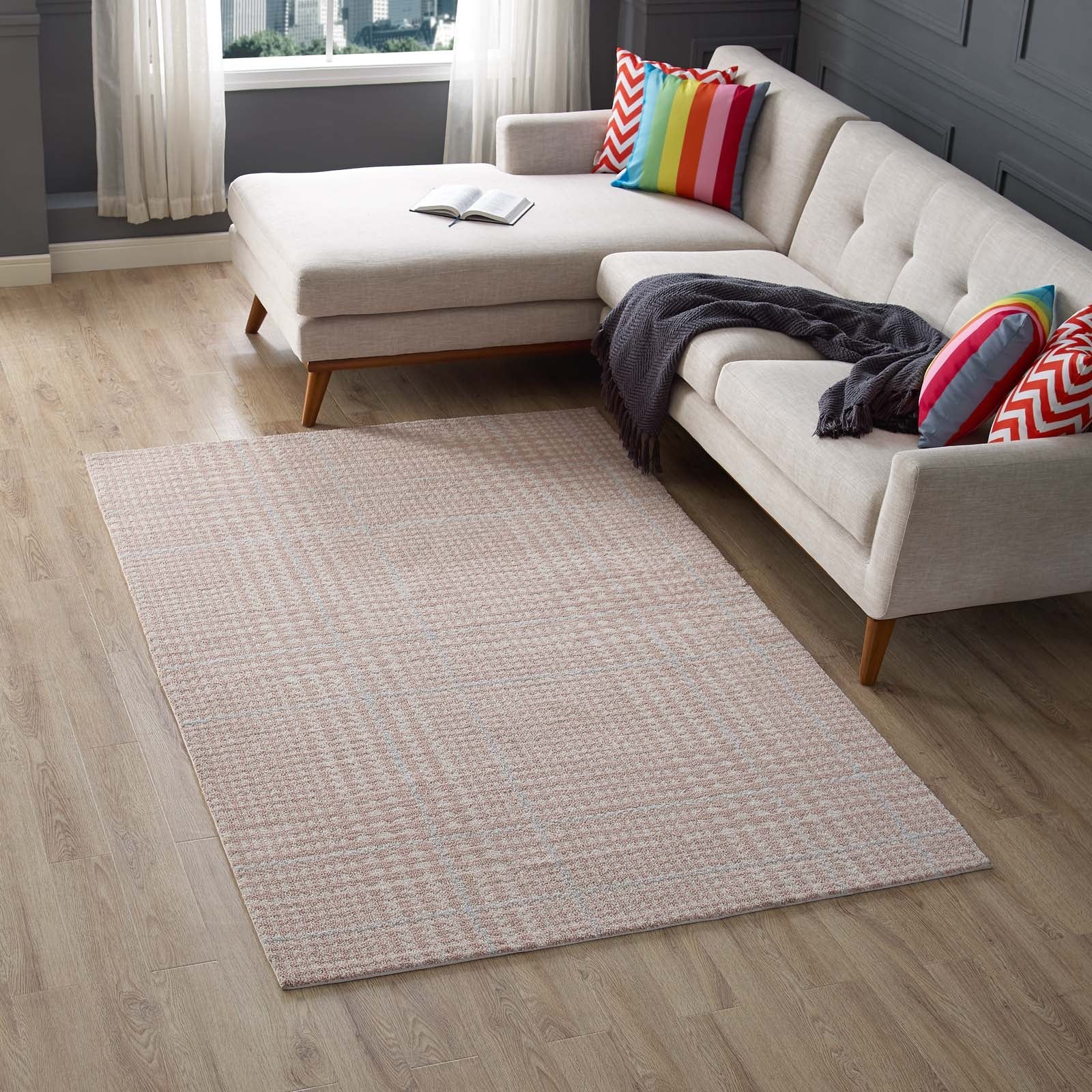 Kaja Abstract Plaid 5x8 Area Rug by Modway
