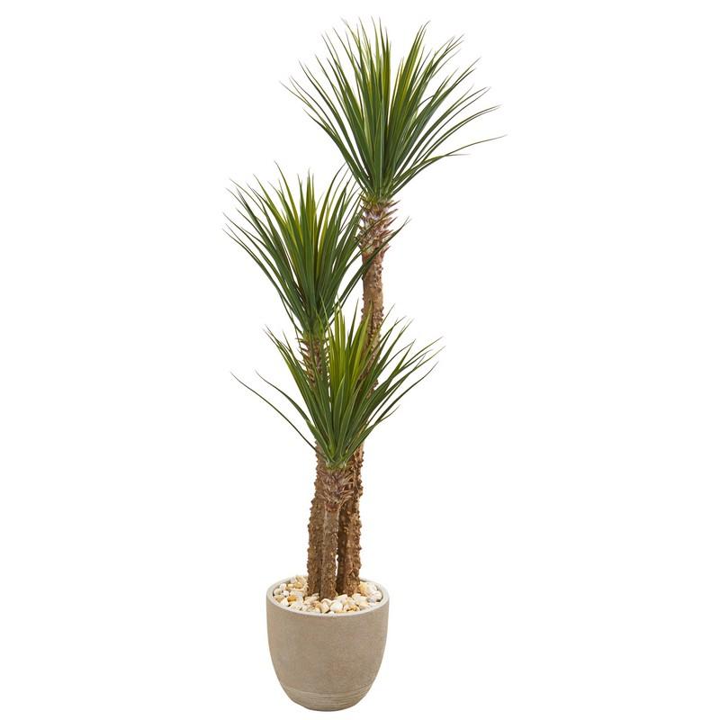 63"  Yucca Artificial Tree in Sandstone Planter