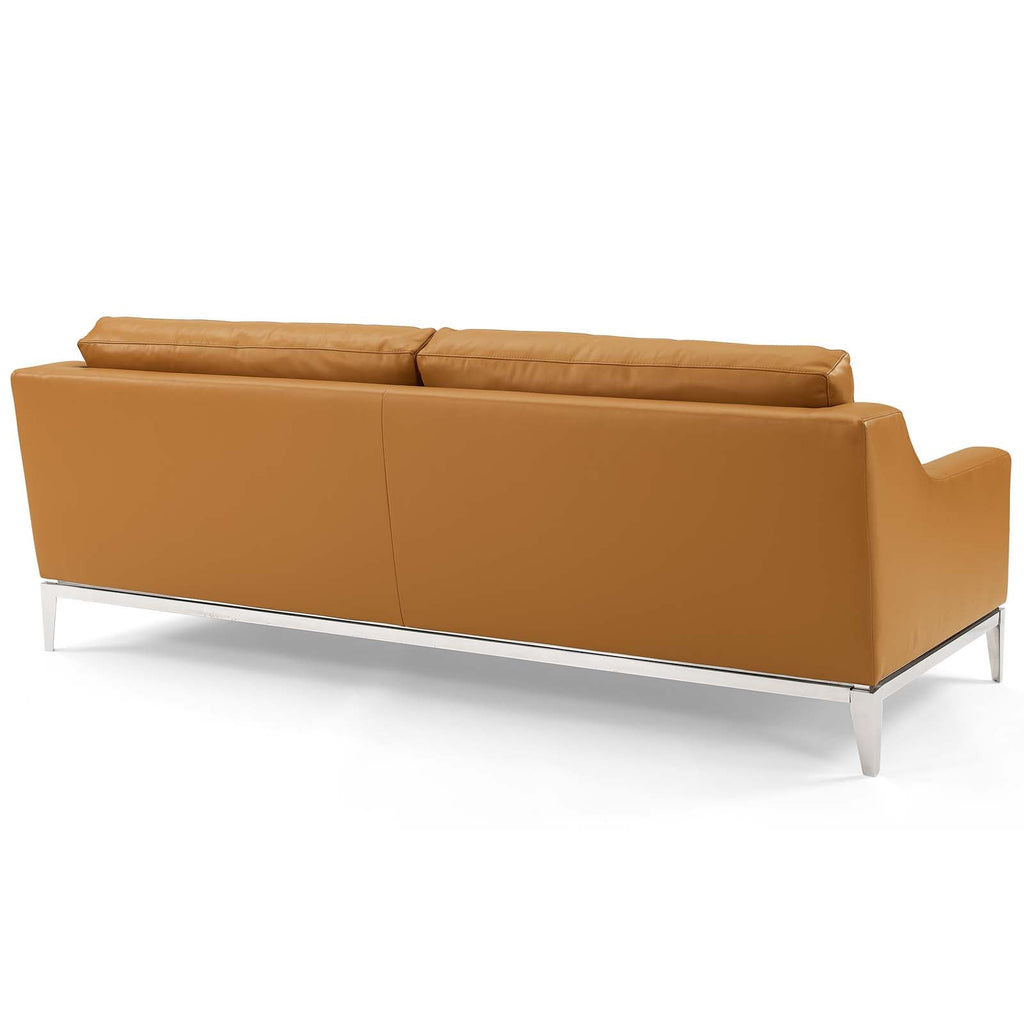 Harness 83.5" Stainless Steel Base Leather Sofa by Modway