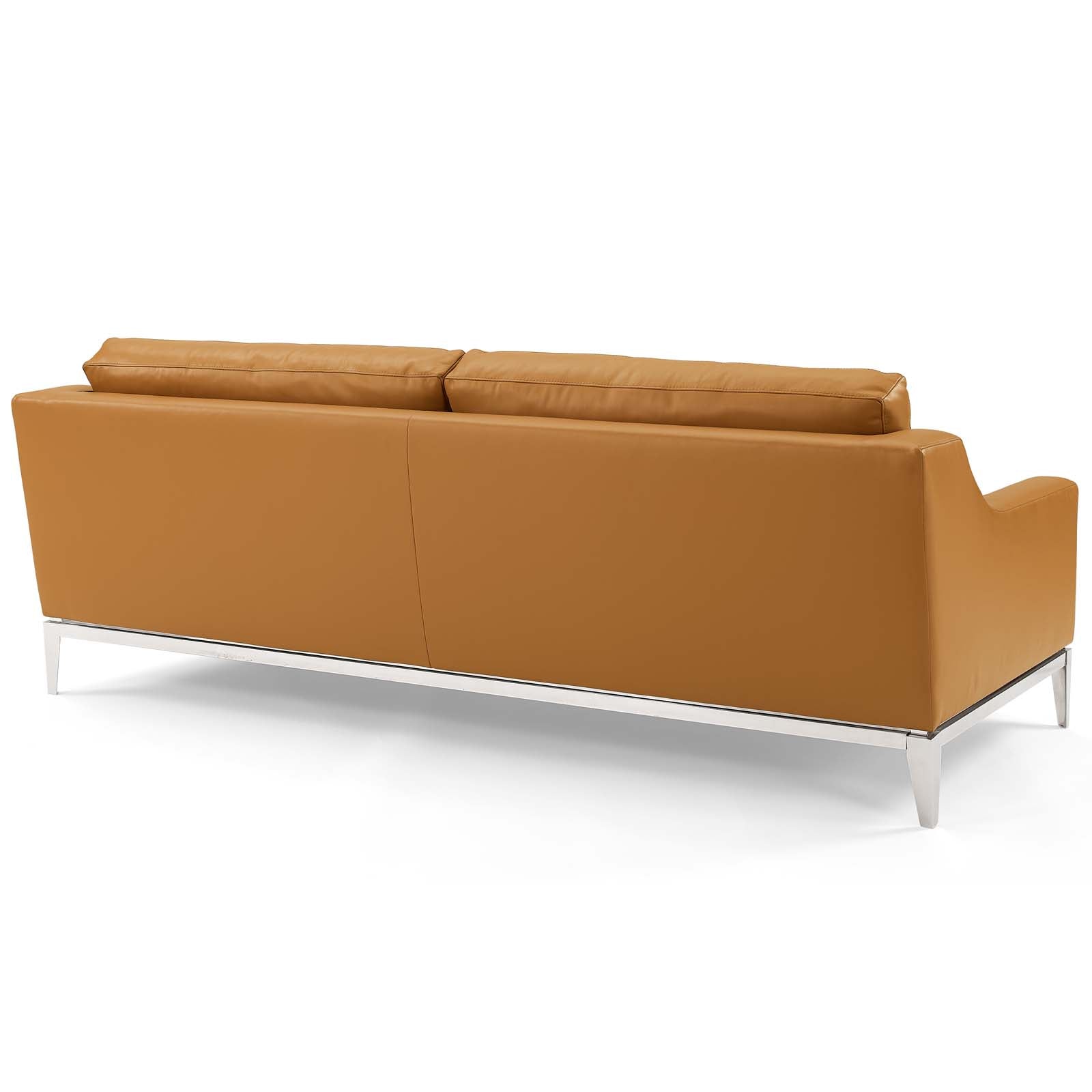 Harness 83.5" Stainless Steel Base Leather Sofa by Modway