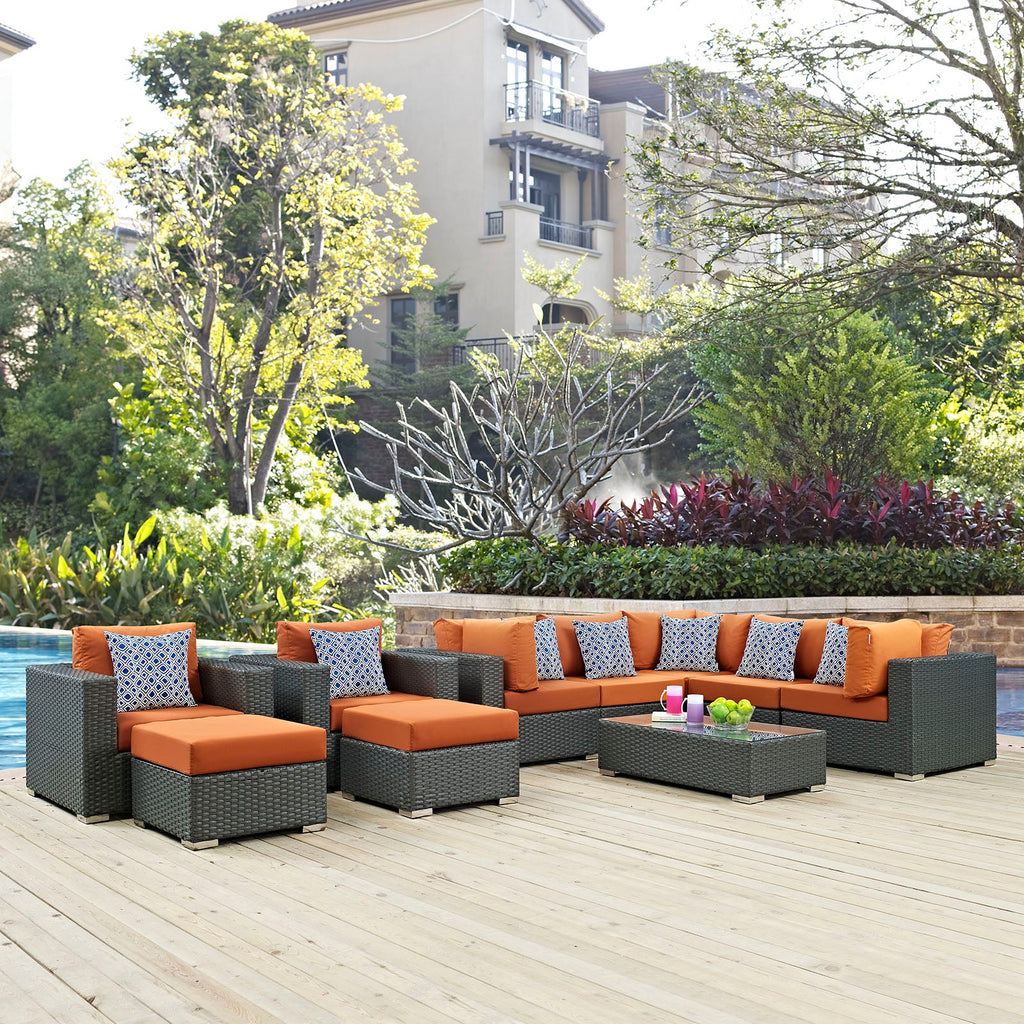 Sojourn 10 Piece Outdoor Patio Sunbrella¨ Sectional Set by Modway