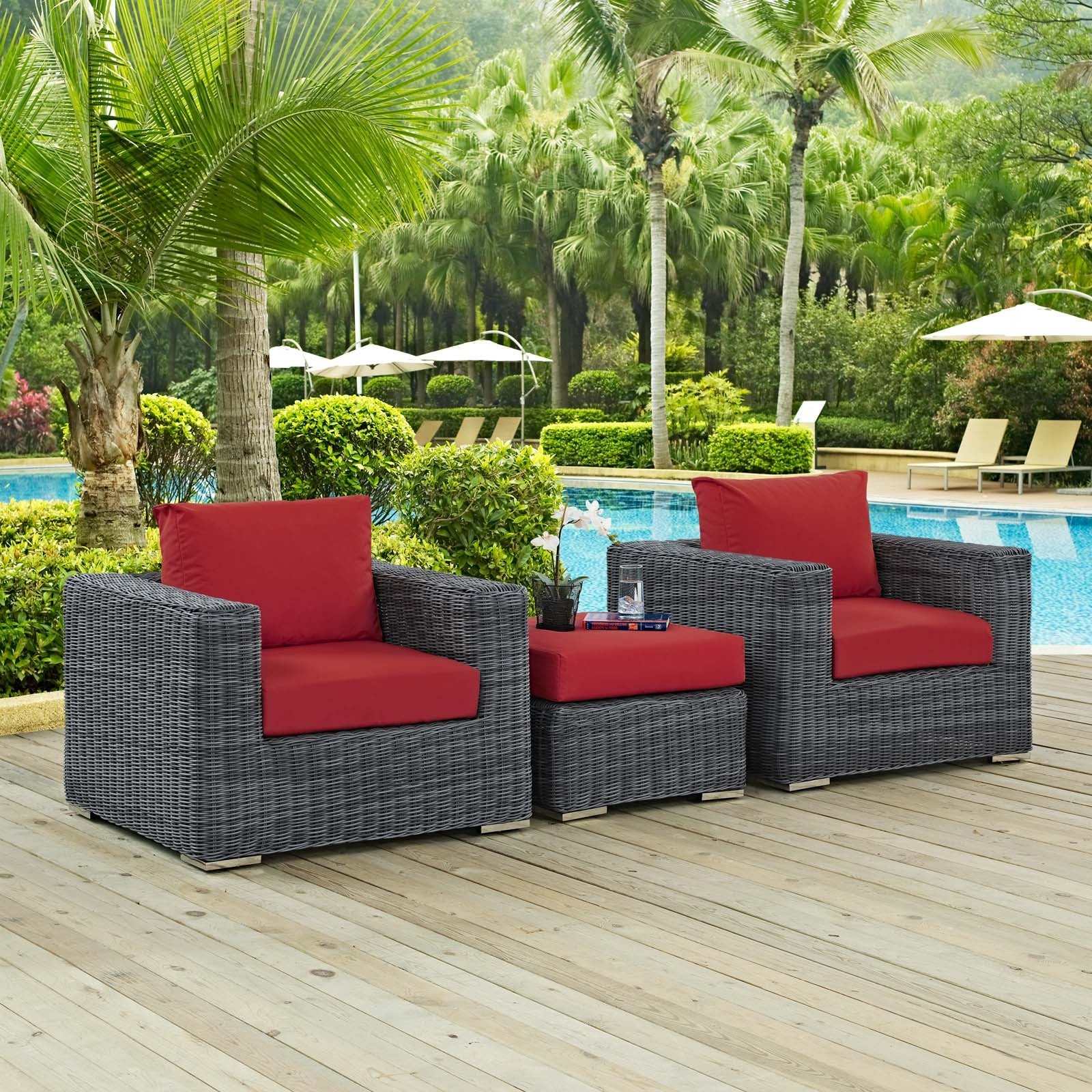Summon 3 Piece Outdoor Patio Sunbrella¨ Sectional Set by Modway