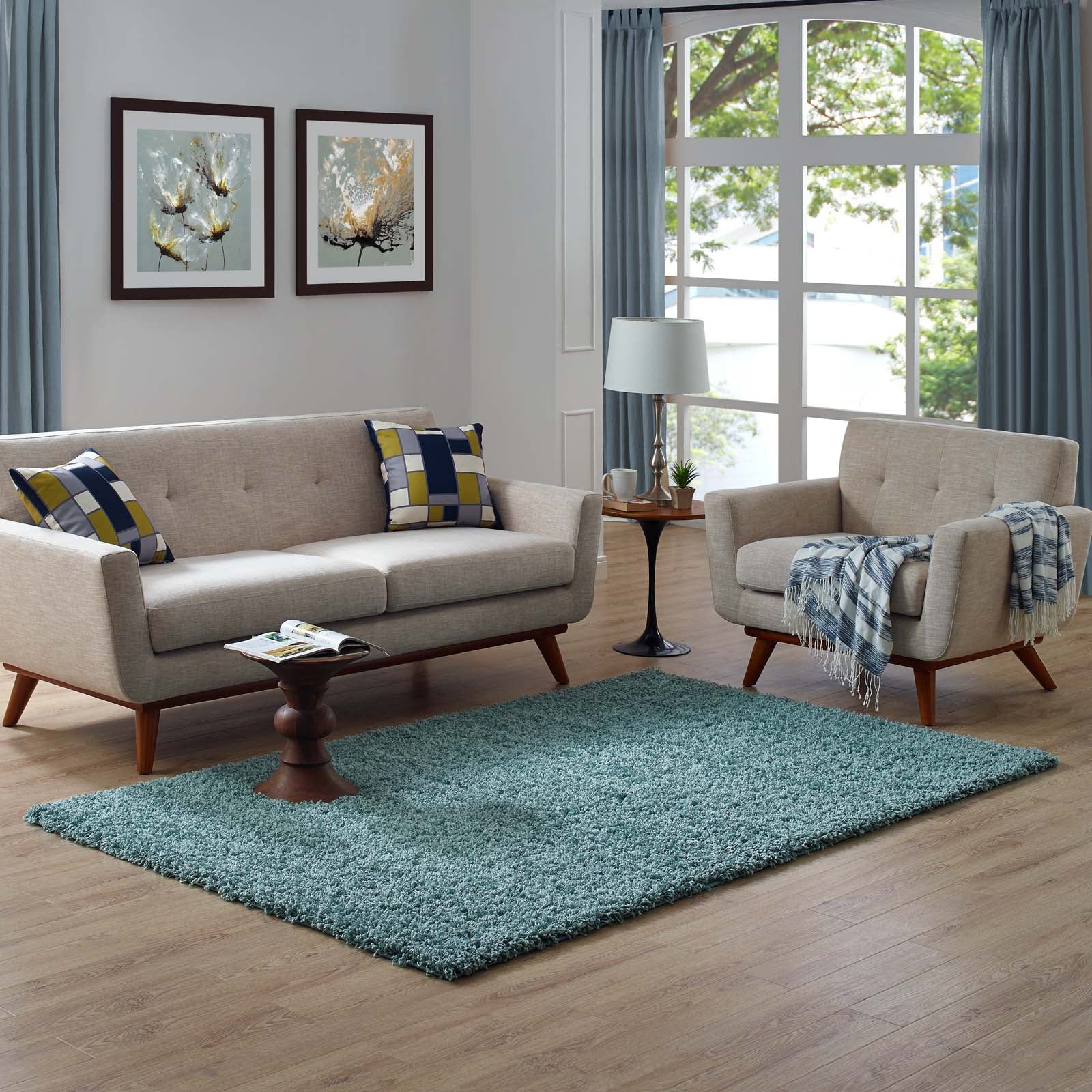 Enyssa Solid 5x8 Shag Area Rug by Modway