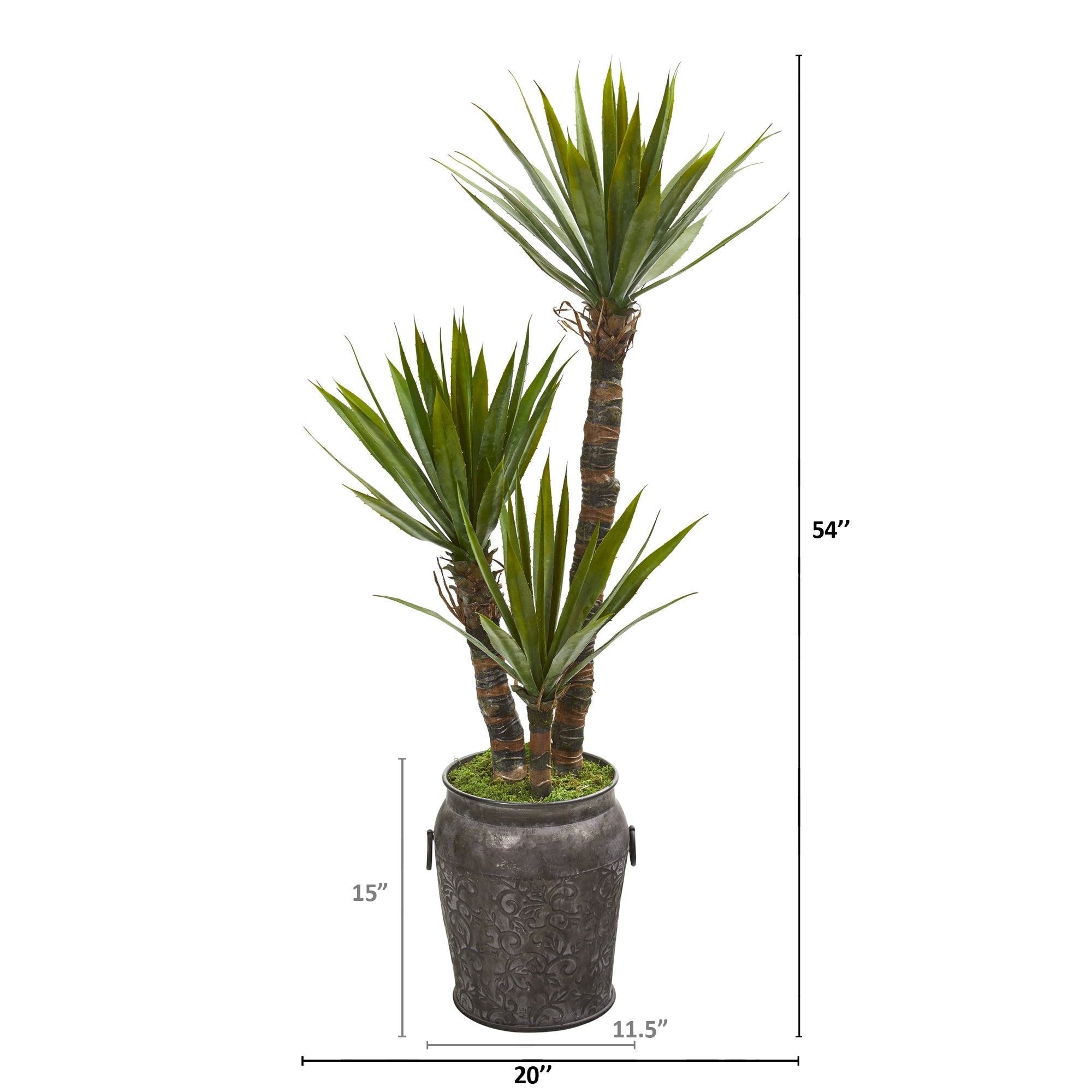 54" Yucca Artificial Tree in Metal Planter