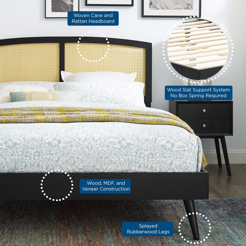 Sierra Cane and Wood King Platform Bed With Splayed Legs by Modway