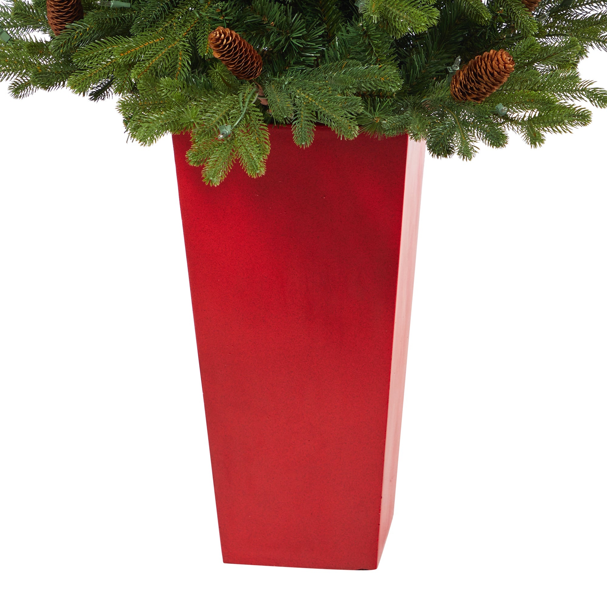 56' Yukon Mountain Fir Artificial Christmas Tree w/ 100 Clear Lights, Pine Cones
