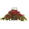 18" Poinsettia and Variegated Holly Artificial Plant