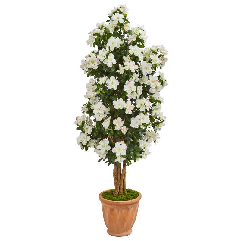59" Azalea Artificial Tree In Terra Cotta Planter 9459 By Nearly Natural