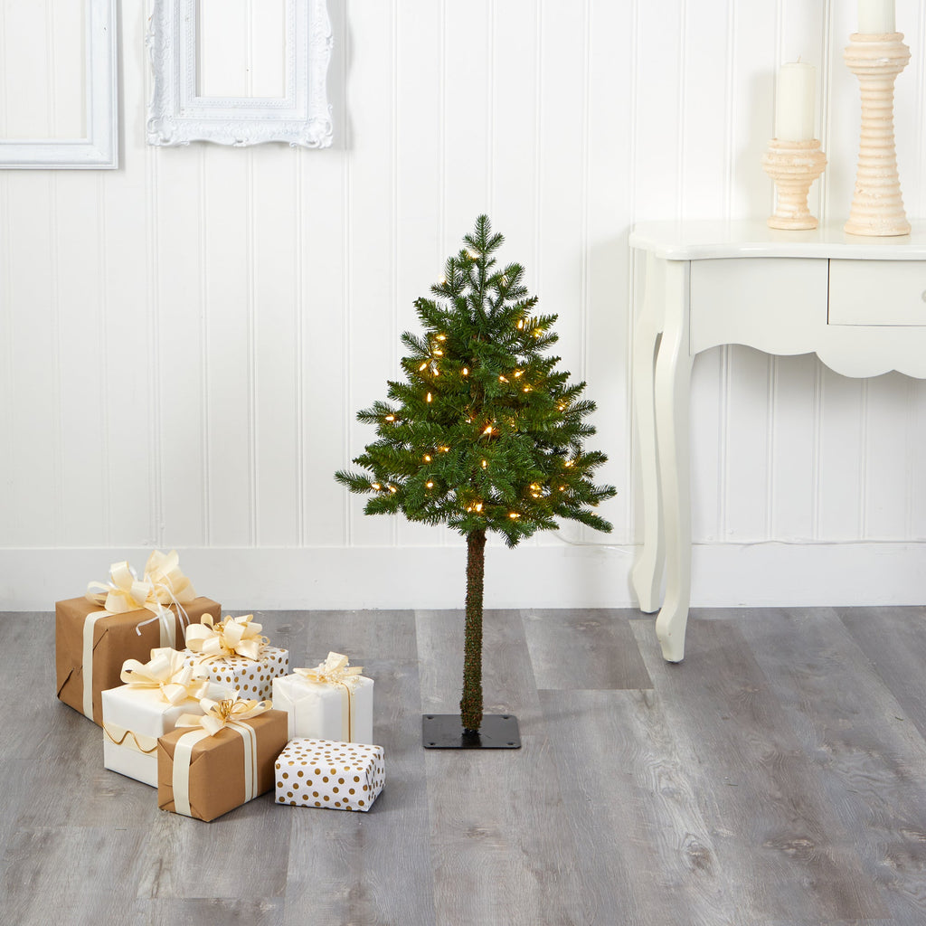 3' Swiss Alpine Artificial Christmas Tree w/ 50 Clear LED Lights