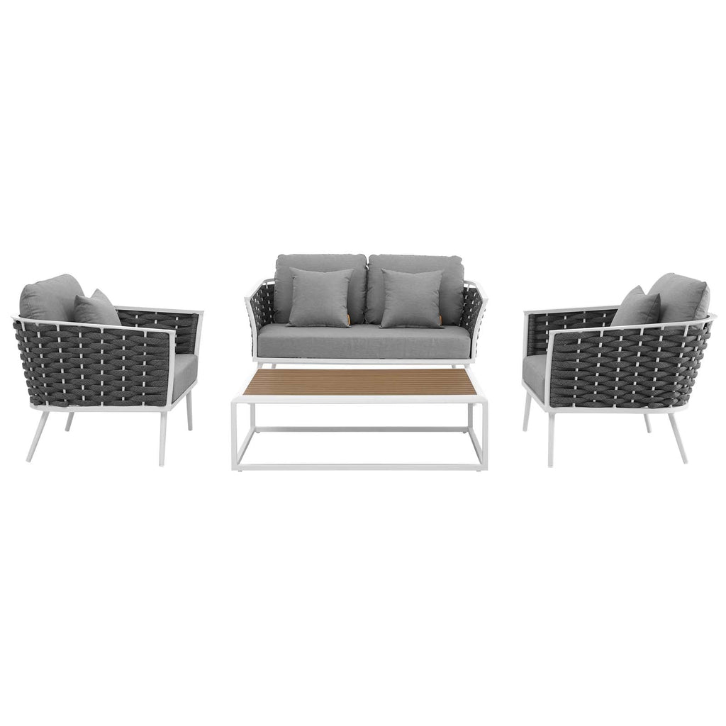Stance 4 Piece Outdoor Patio Aluminum Sectional Sofa Set by Modway