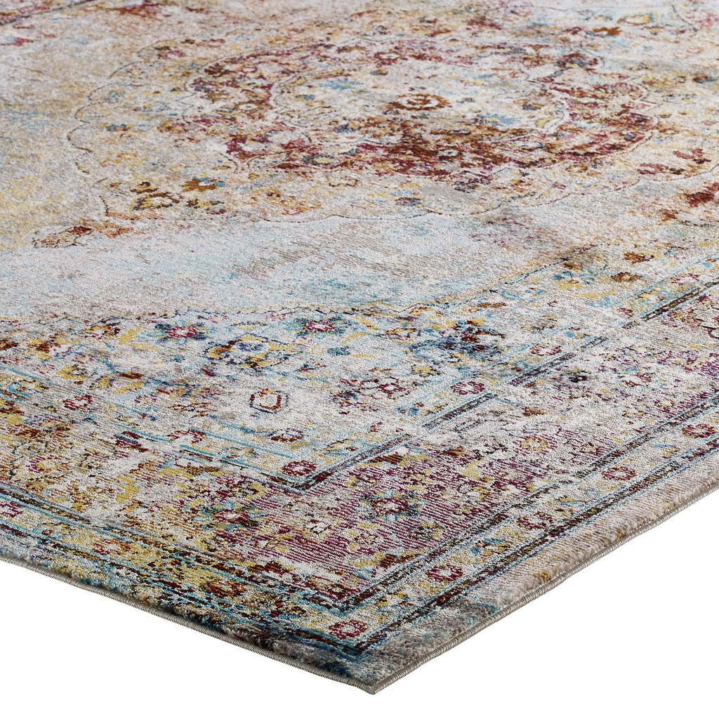 Success Merritt Transitional Distressed Floral Vintage Medallion 5x8 Area Rug by Modway
