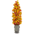 46" Autumn Maple Artificial Tree in Vintage Metal Planter