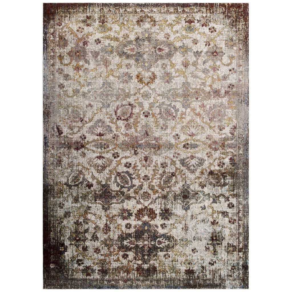 Success Kaede Distressed Vintage Floral Moroccan Trellis 8x10 Area Rug by Modway