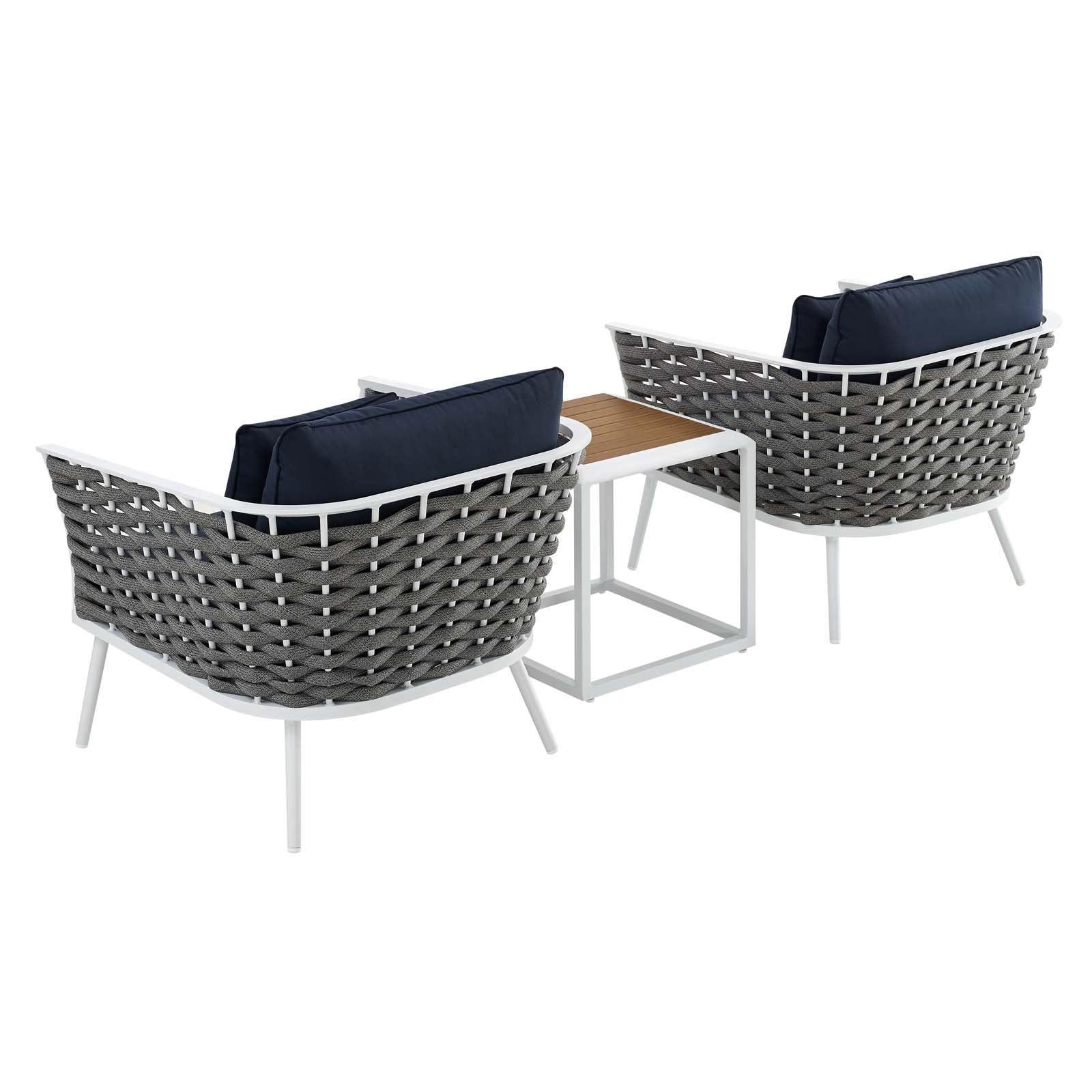 Stance 3 Piece Outdoor Patio Aluminum Sectional Sofa Set by Modway