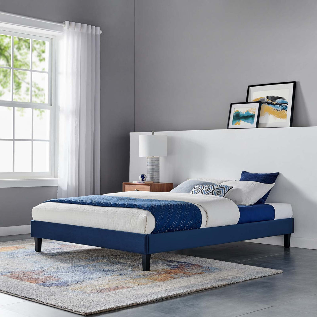Reign Performance Velvet Queen Platform Bed Frame by Modway