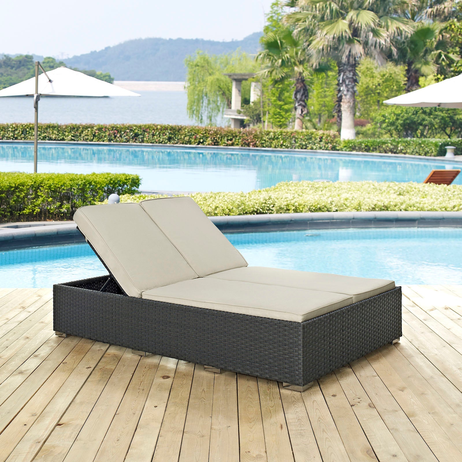 Sojourn Outdoor Patio Sunbrella¨ Double Chaise by Modway