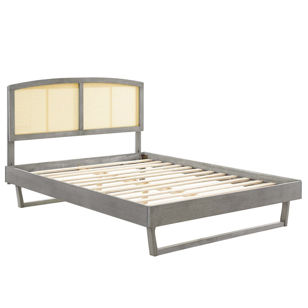 Sierra Cane and Wood Full Platform Bed With Angular Legs by Modway