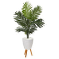 61"  Paradise Palm Artificial Tree in White Planter with Stand