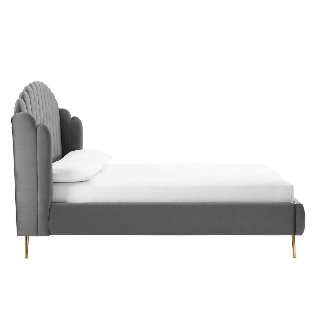Lana Performance Velvet Queen Wingback Platform Bed by Modway