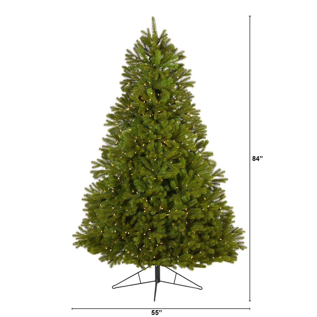 7' Cambridge Spruce Flat Back Artificial Christmas Tree w/ 500 Warm White
