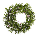 18"  Mini Ivy & Floral Double Ring Wreath w/Twig Base