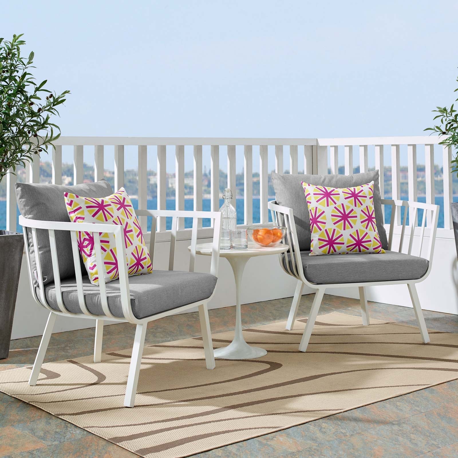 Riverside Outdoor Patio Aluminum Armchair Set of 2 by Modway