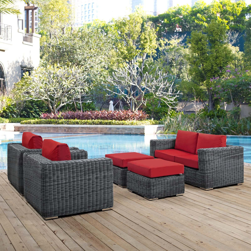 Summon 5 Piece Outdoor Patio Sunbrella¨ Sectional Set by Modway