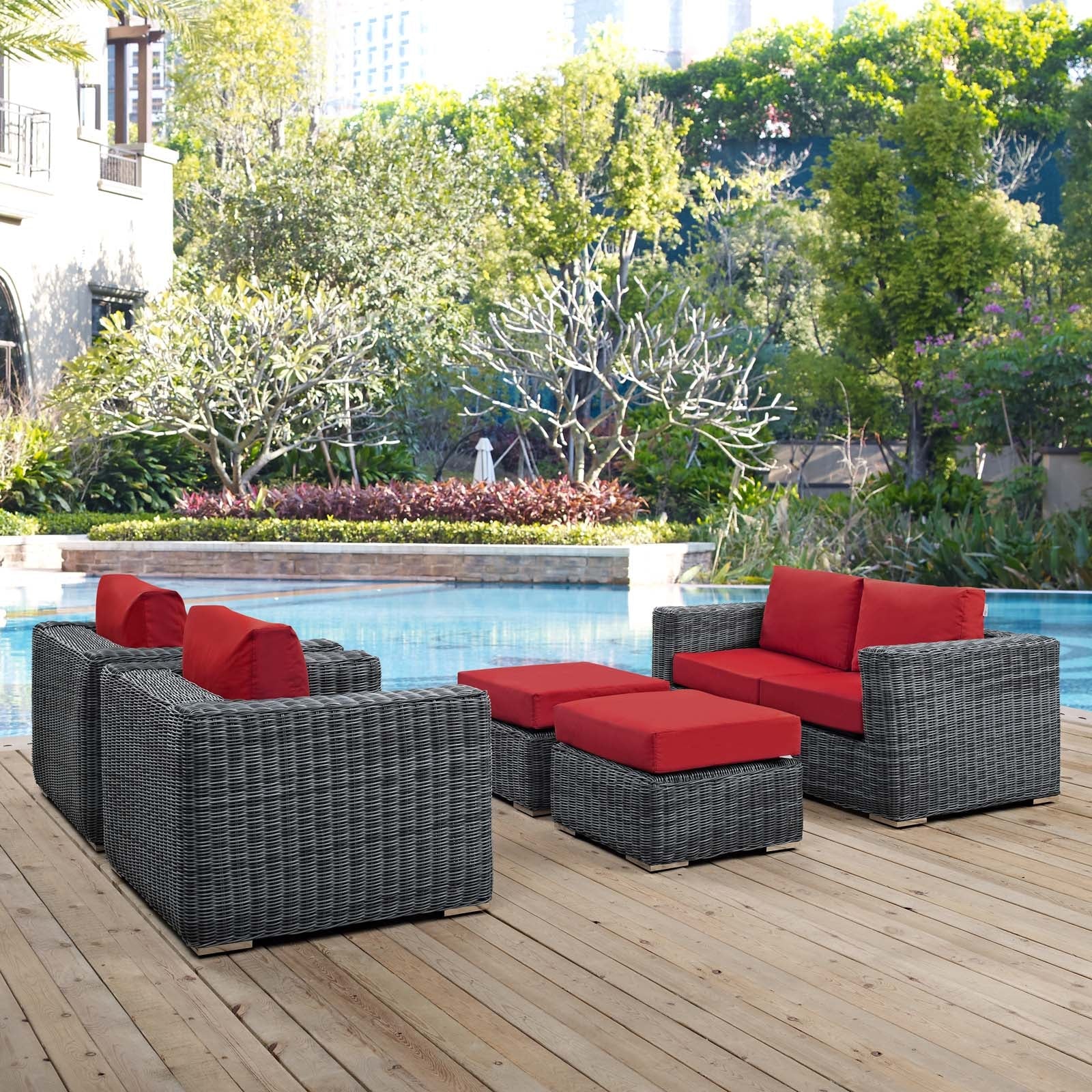Summon 5 Piece Outdoor Patio Sunbrella¨ Sectional Set by Modway