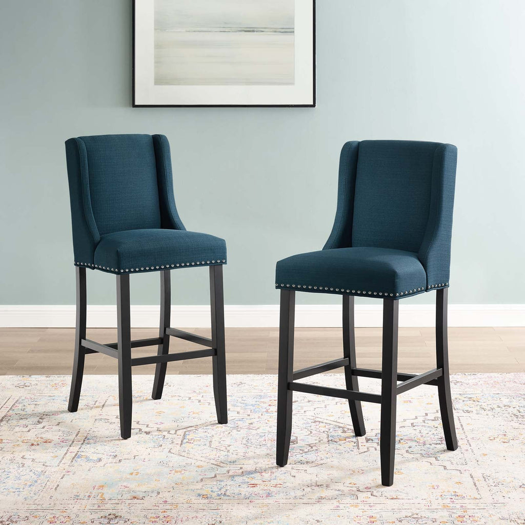 Baron Upholstered Fabric Bar Stool Set of 2 by Modway