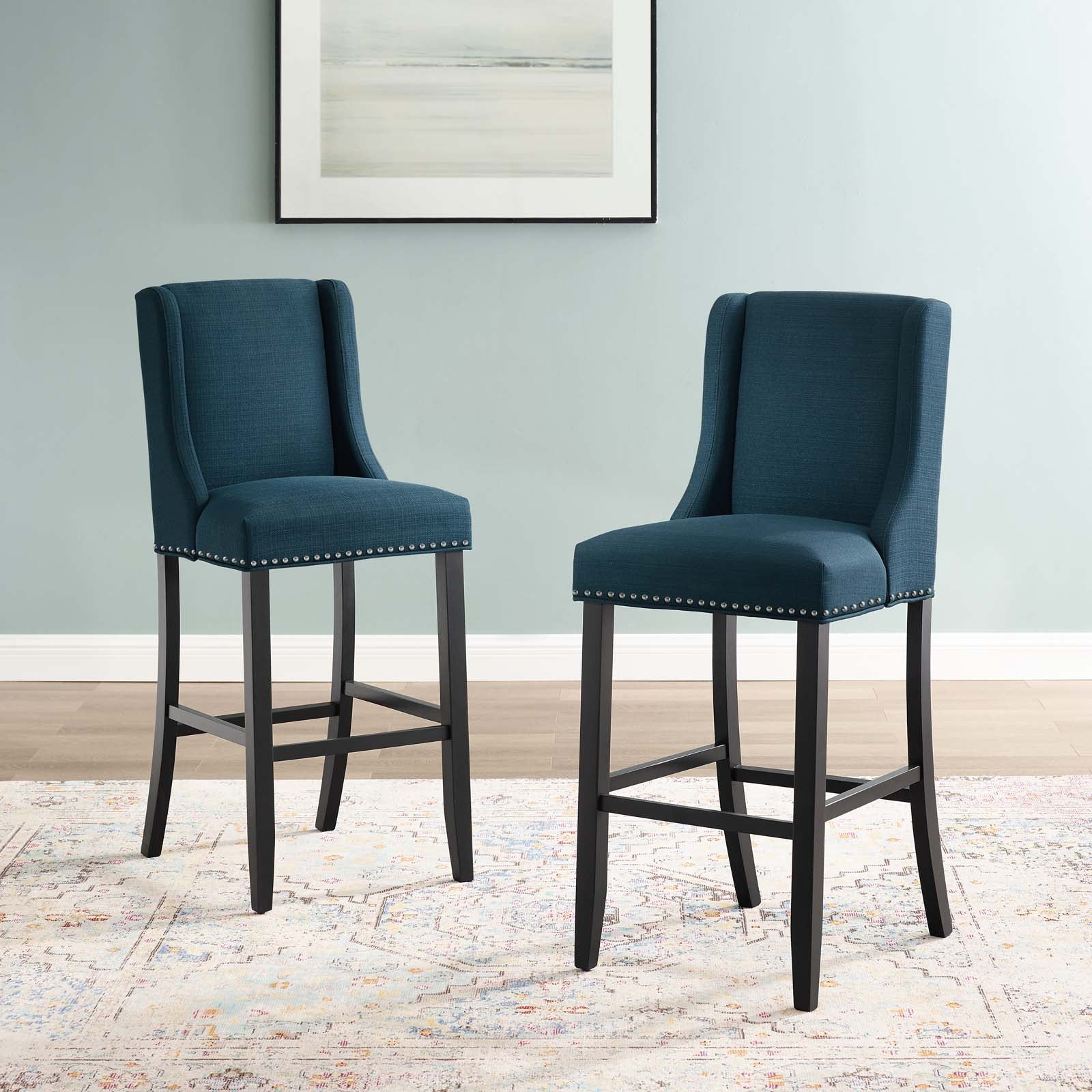 Baron Upholstered Fabric Bar Stool Set of 2 by Modway