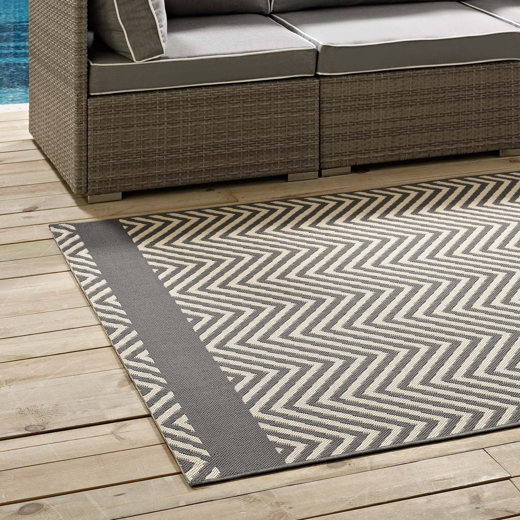 Optica Chevron With End Borders Indoor and Outdoor 5x8 Area Rug by Modway