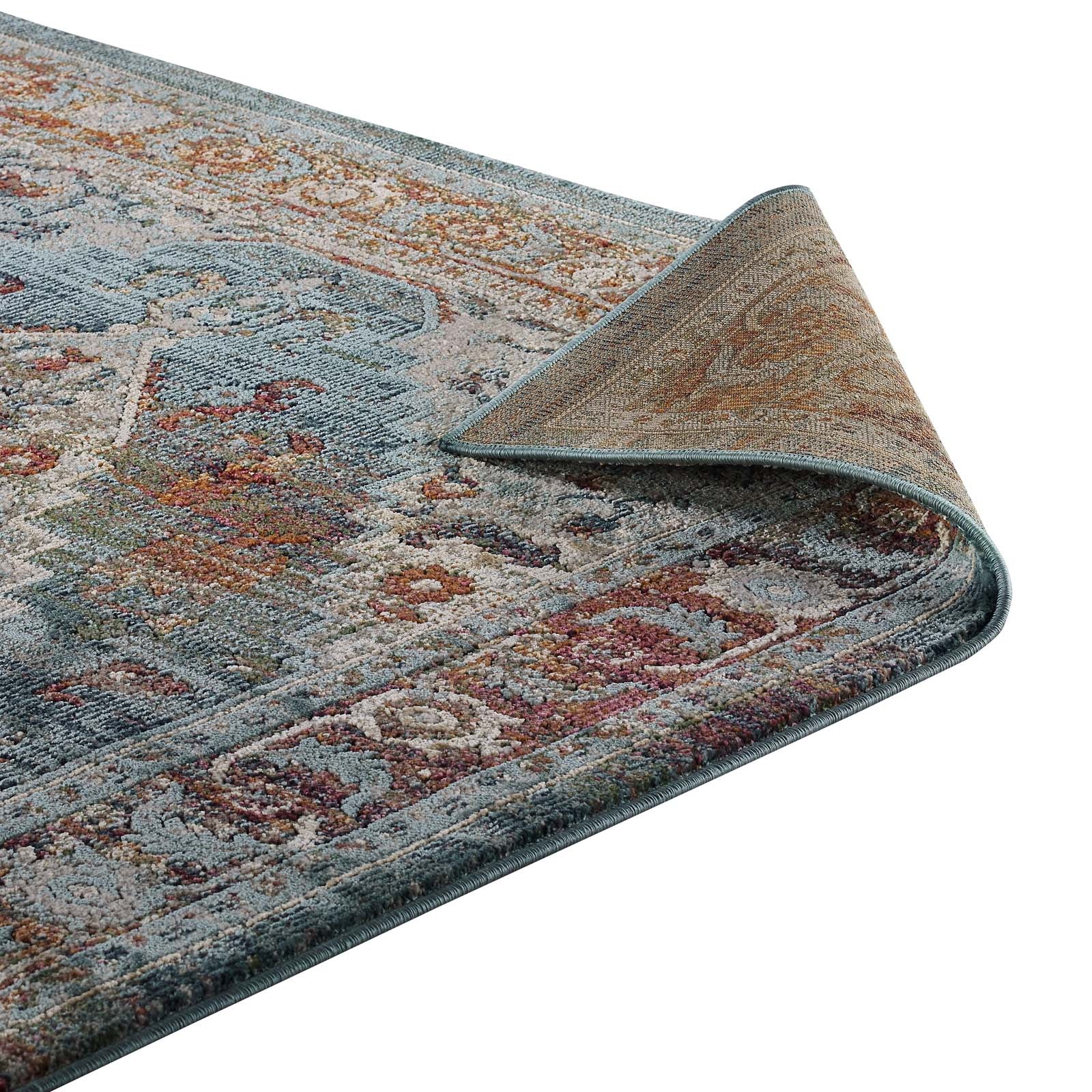 Tribute Camellia Distressed Vintage Floral Vintage Medallion 8x10 Area Rug by Modway
