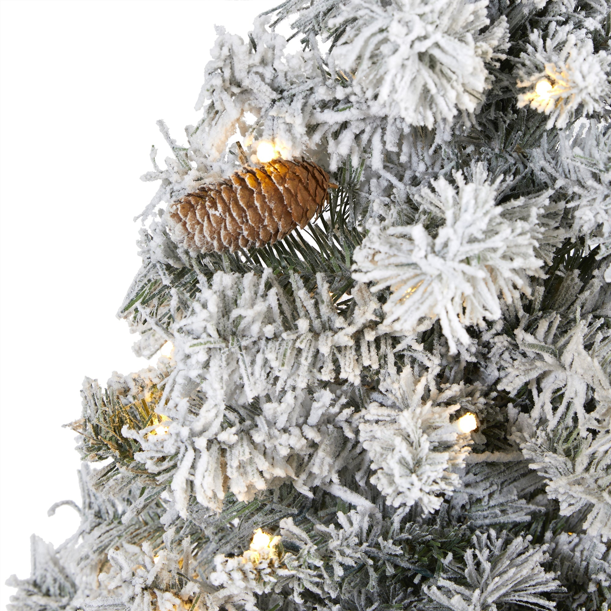 5' Flocked White River Mountain Pine Artificial Christmas Tree w/ Pinecones