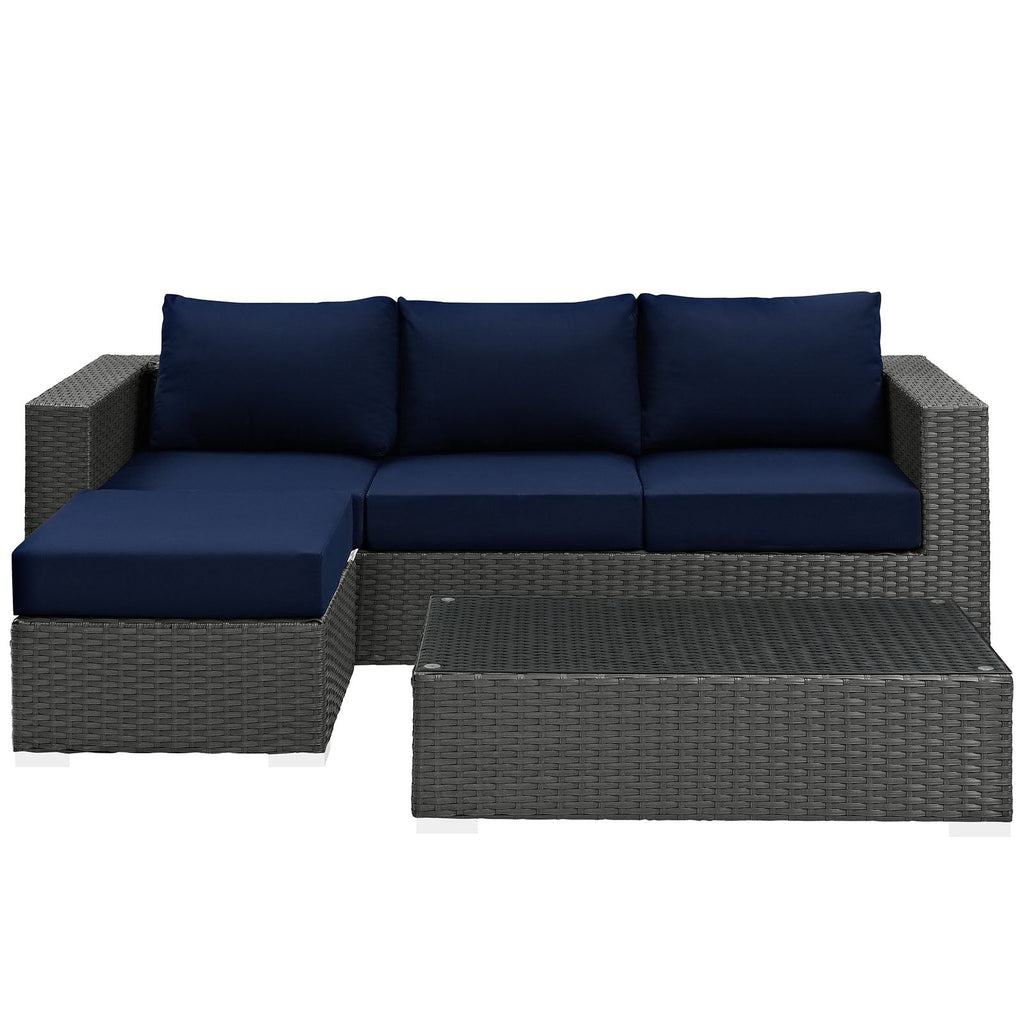 Sojourn 3 Piece Outdoor Patio Sunbrella¨ Sectional Set by Modway