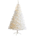8' White Artificial Christmas Tree w/ 1500 Bendable Branches and 450 LED Lights