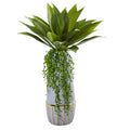 15"  Agave Succulent Artificial Plant in Stoneware Planter