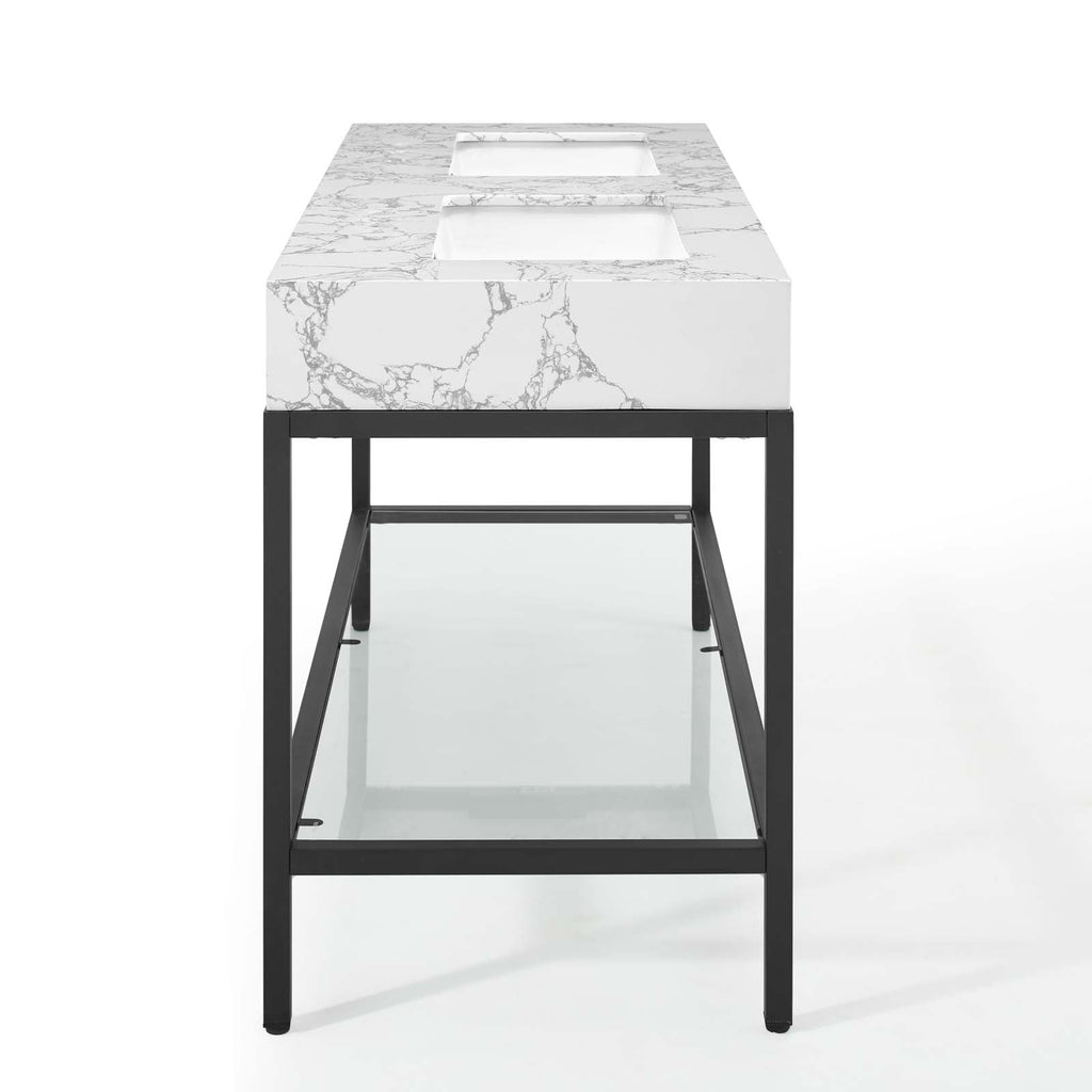 Kingsley 60" Black Stainless Steel Bathroom Vanity by Modway
