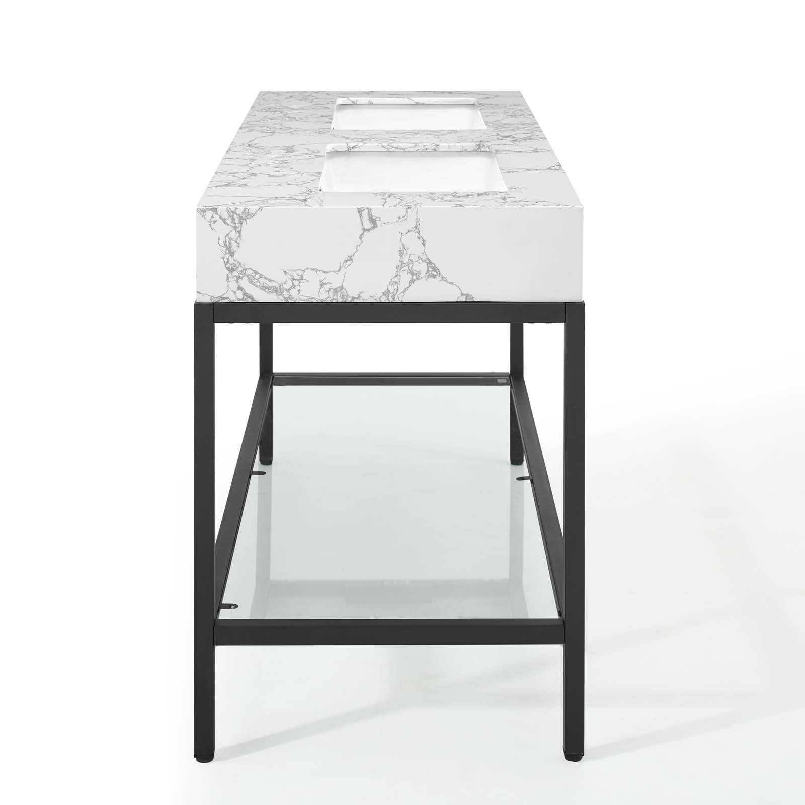 Kingsley 60" Black Stainless Steel Bathroom Vanity by Modway