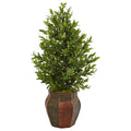 40"  Olive Cone Topiary Artificial Tree in Decorative Planter